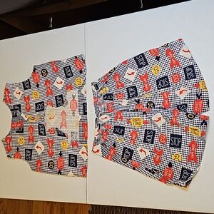 VINTAGE TANK TOP SHORTS SET HOMEMADE 1950s STOP SIGN ONE WAY GO GIRLS OUTFIT 2PC